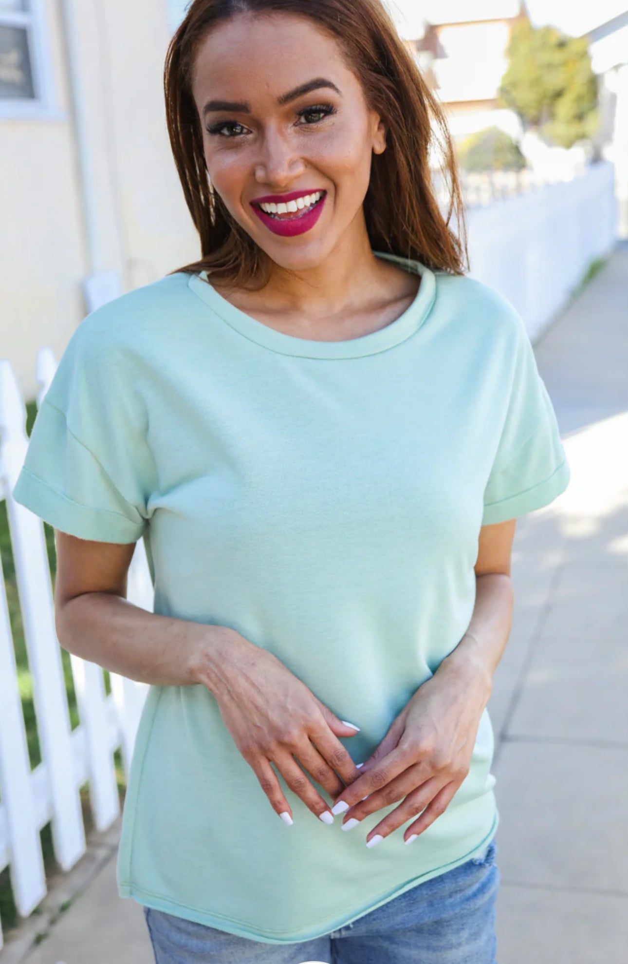 Sage French Terry Knit Top