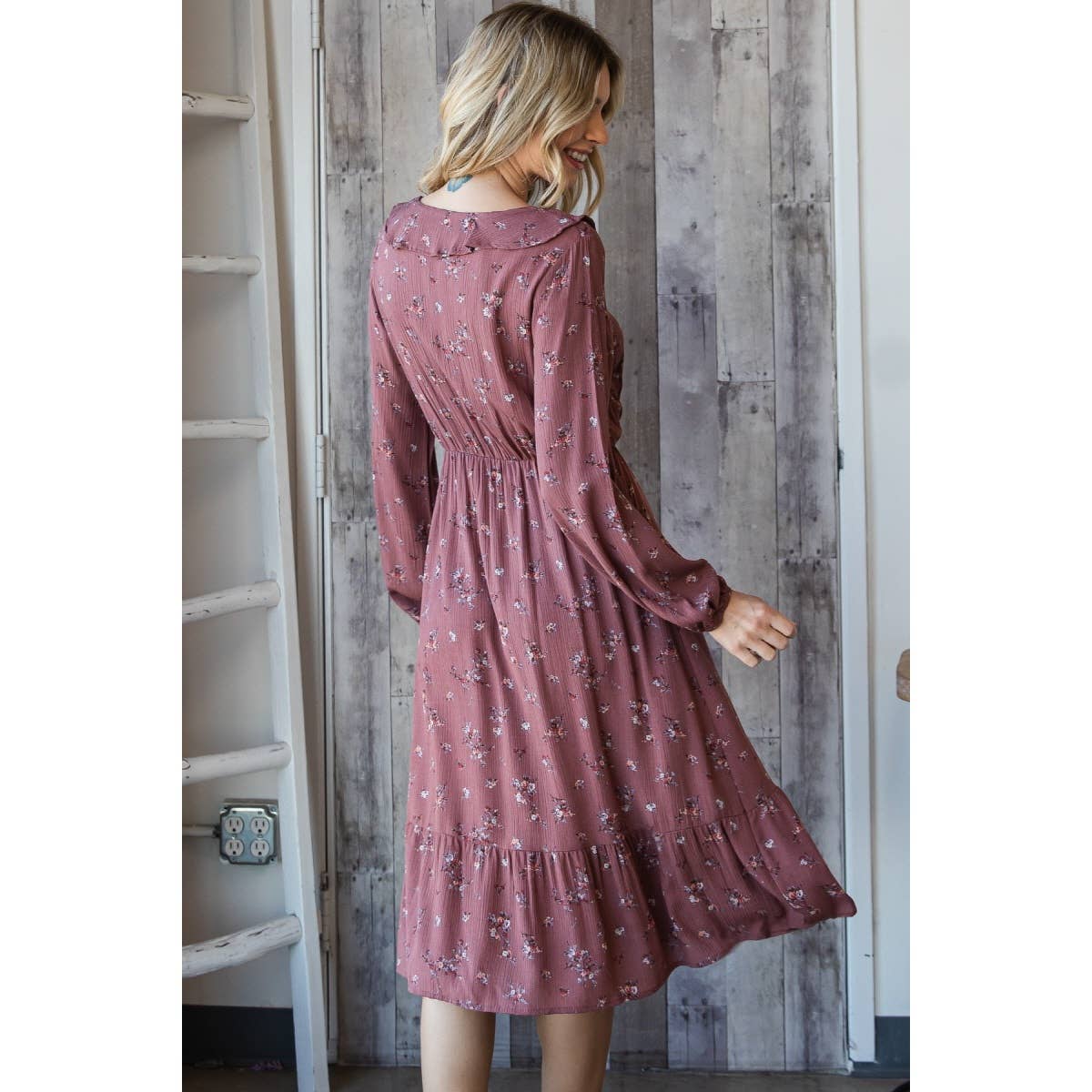 Floral Ruffled Tie Front Midi Dress
