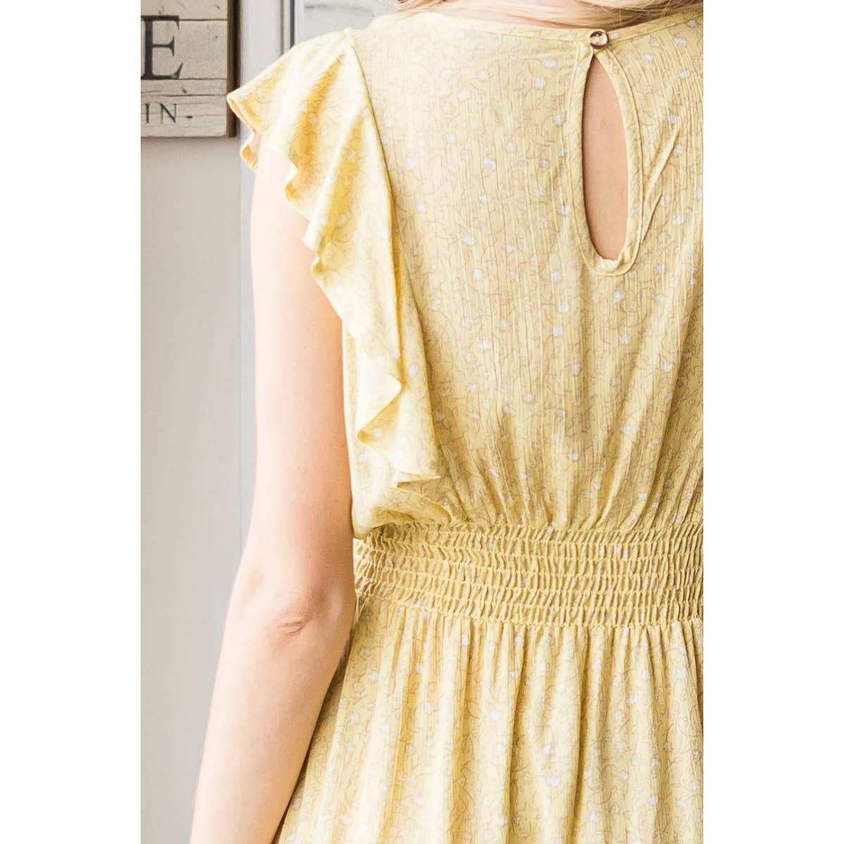 Vintage Floral Flutter Midi Dress