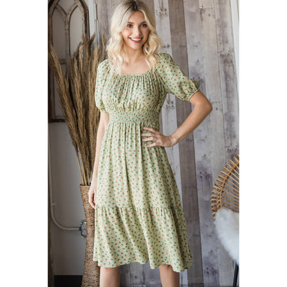 Floral Tiered Smocked Midi Dress