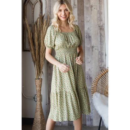 Floral Tiered Smocked Midi Dress