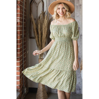Floral Tiered Smocked Midi Dress