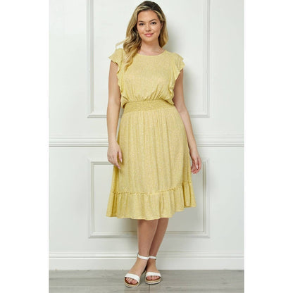 Plus Size Vintage Floral Flutter Midi Dress