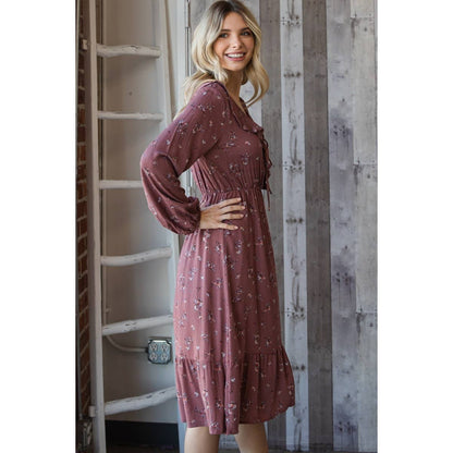 Floral Ruffled Tie Front Midi Dress
