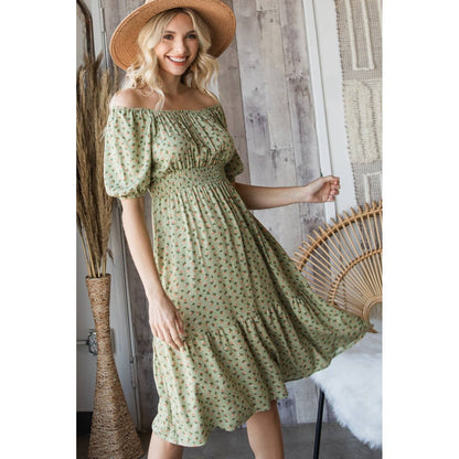 Floral Tiered Smocked Midi Dress