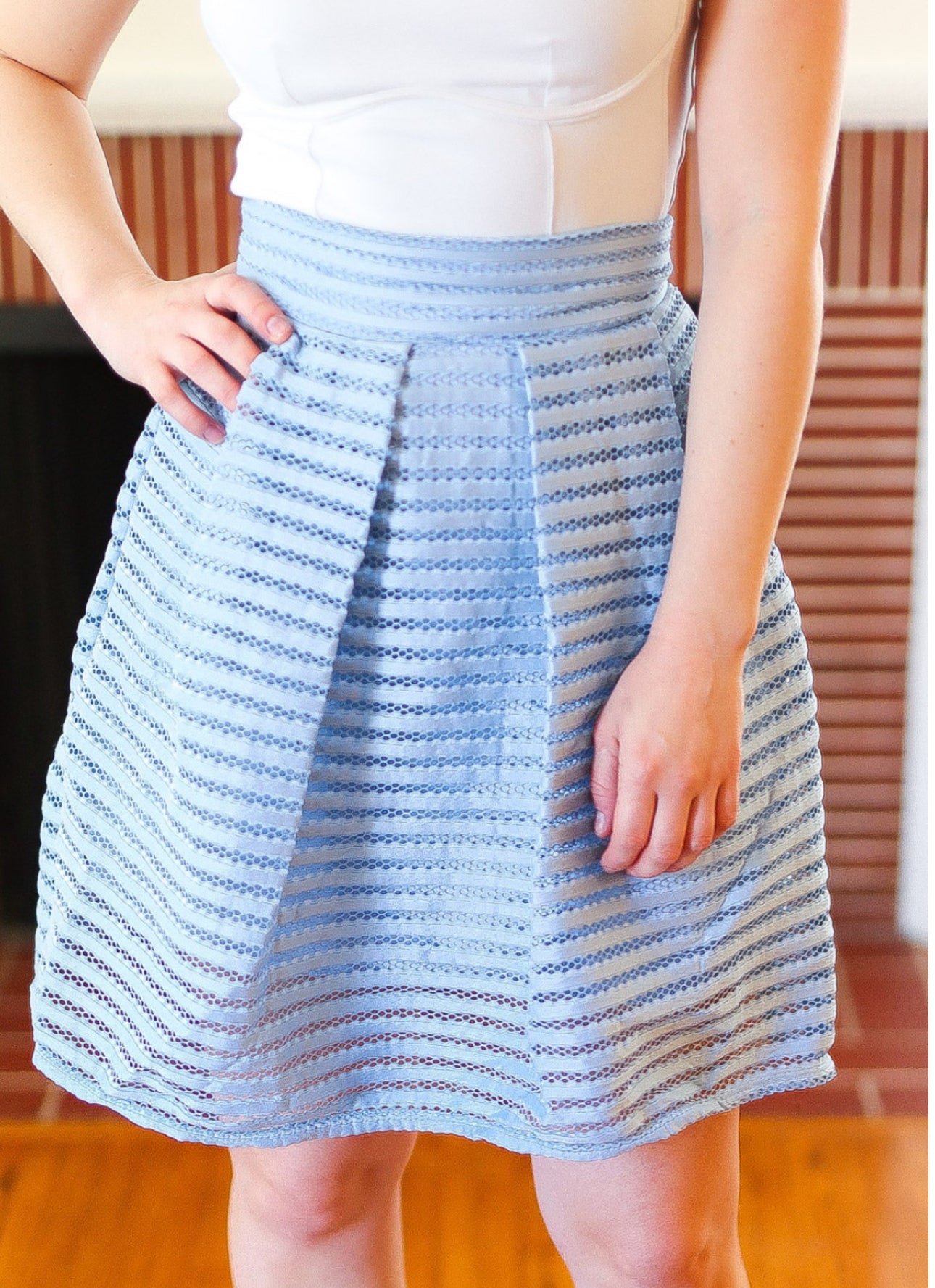 Pale blue lined skirt