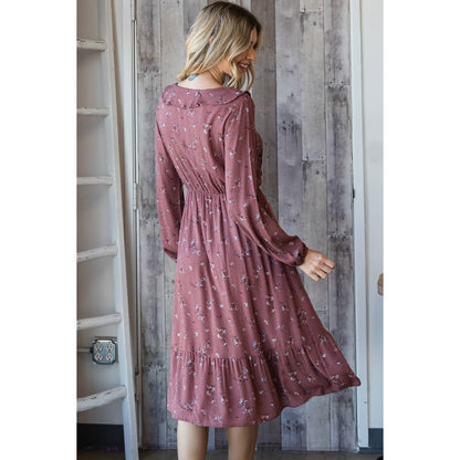 Floral Ruffled Tie Front Midi Dress