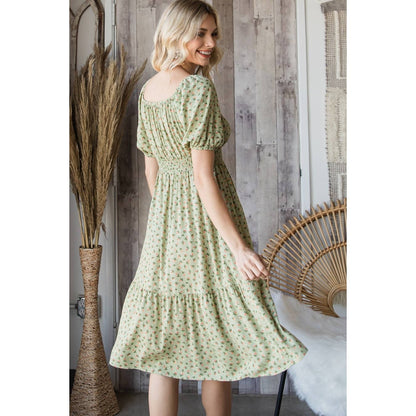 Floral Tiered Smocked Midi Dress