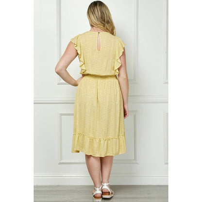 Plus Size Vintage Floral Flutter Midi Dress